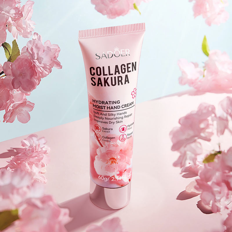 Hydrating Sakura Collagen Hand Cream for Soft-Youthful Skin, Deeply Nourishing And Moisturizing, Cherry Blossom Extract