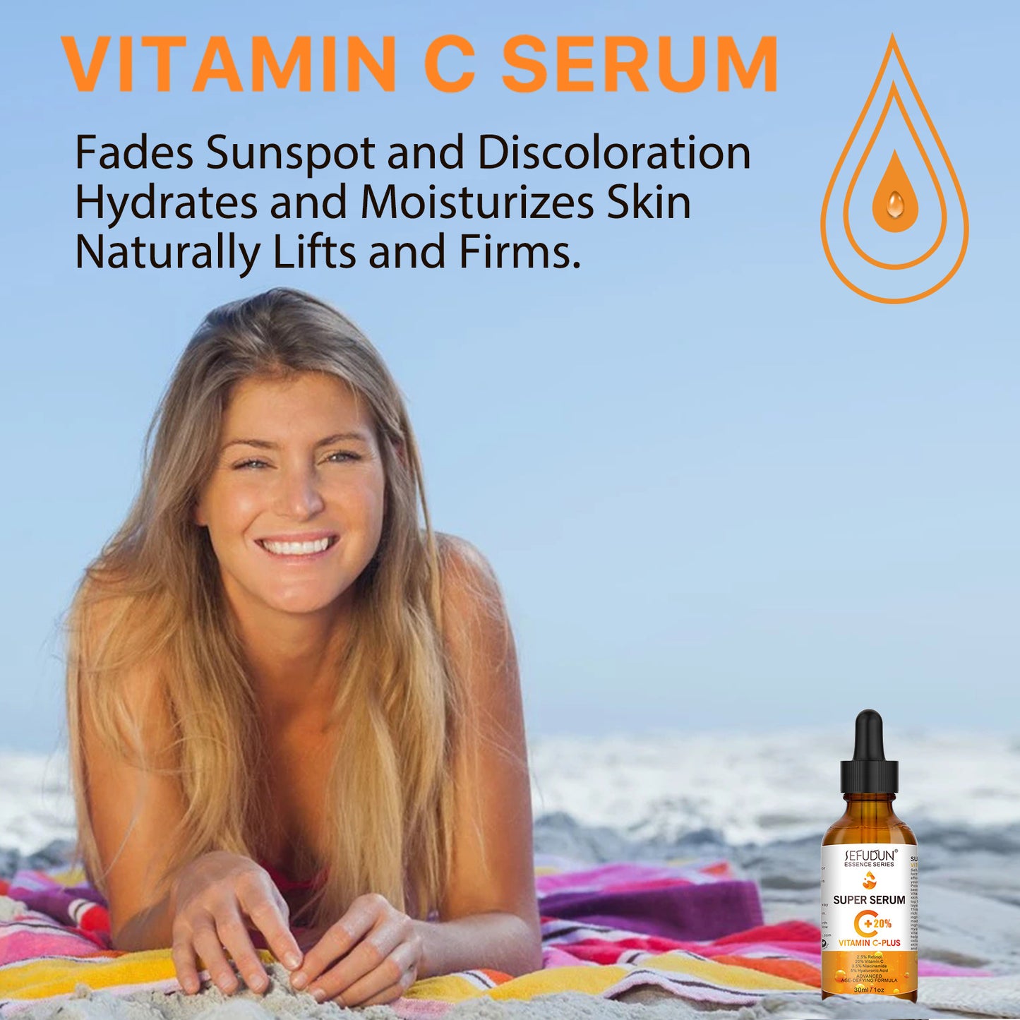 Super Vitamin C Face Serum with Niacinamide, Hyaluronic Acid, Anti Aging Serum