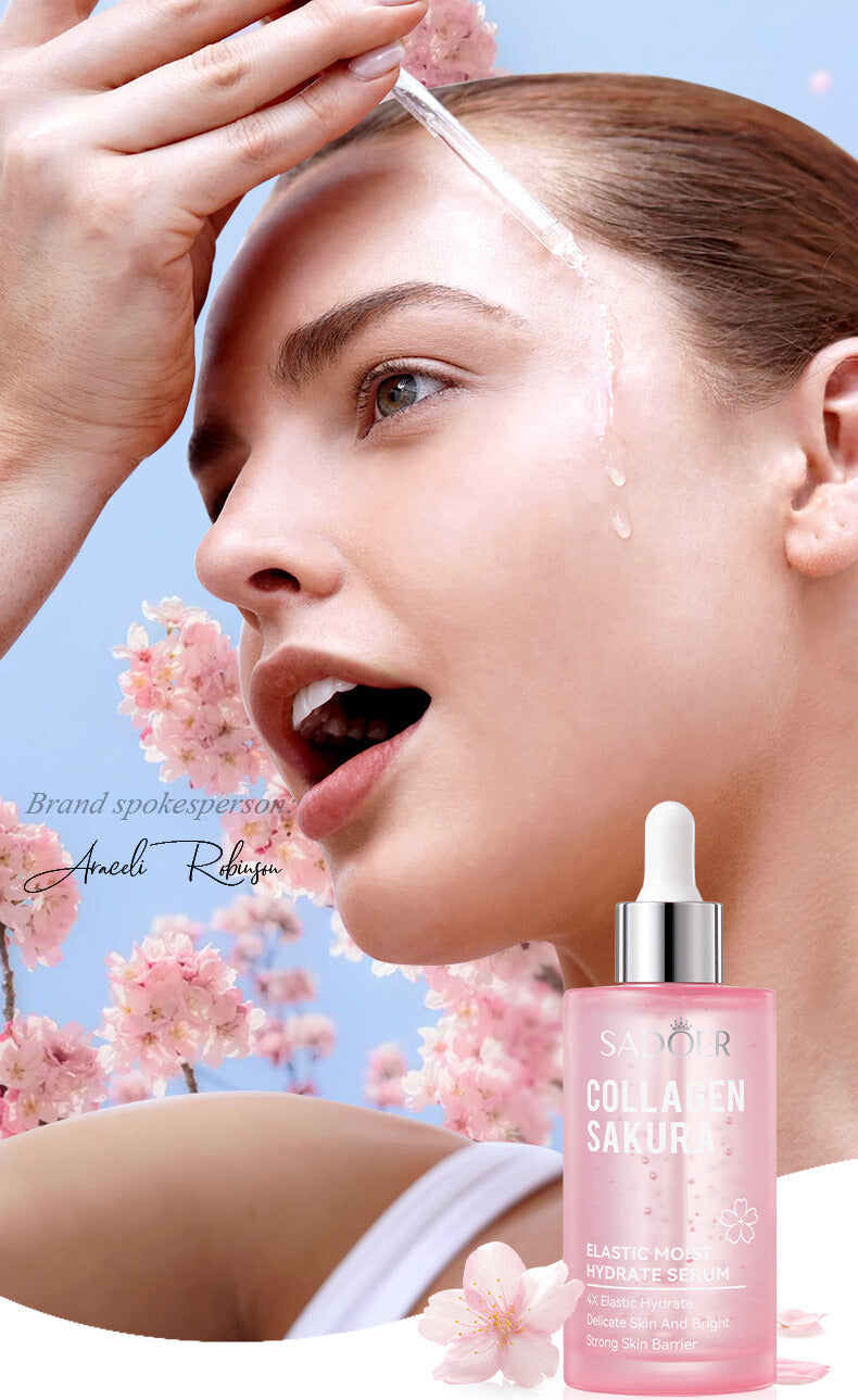 Sakura Collagen Serum Rejuvenating Firming Smoothing Facial Serum for Fine Lines, Dark Spots, Dry Skin Even Skin Tone 100ml