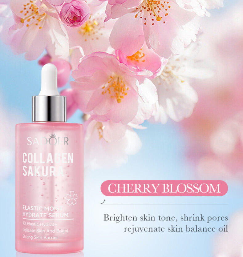 Sakura Collagen Serum Rejuvenating Firming Smoothing Facial Serum for Fine Lines, Dark Spots, Dry Skin Even Skin Tone 100ml