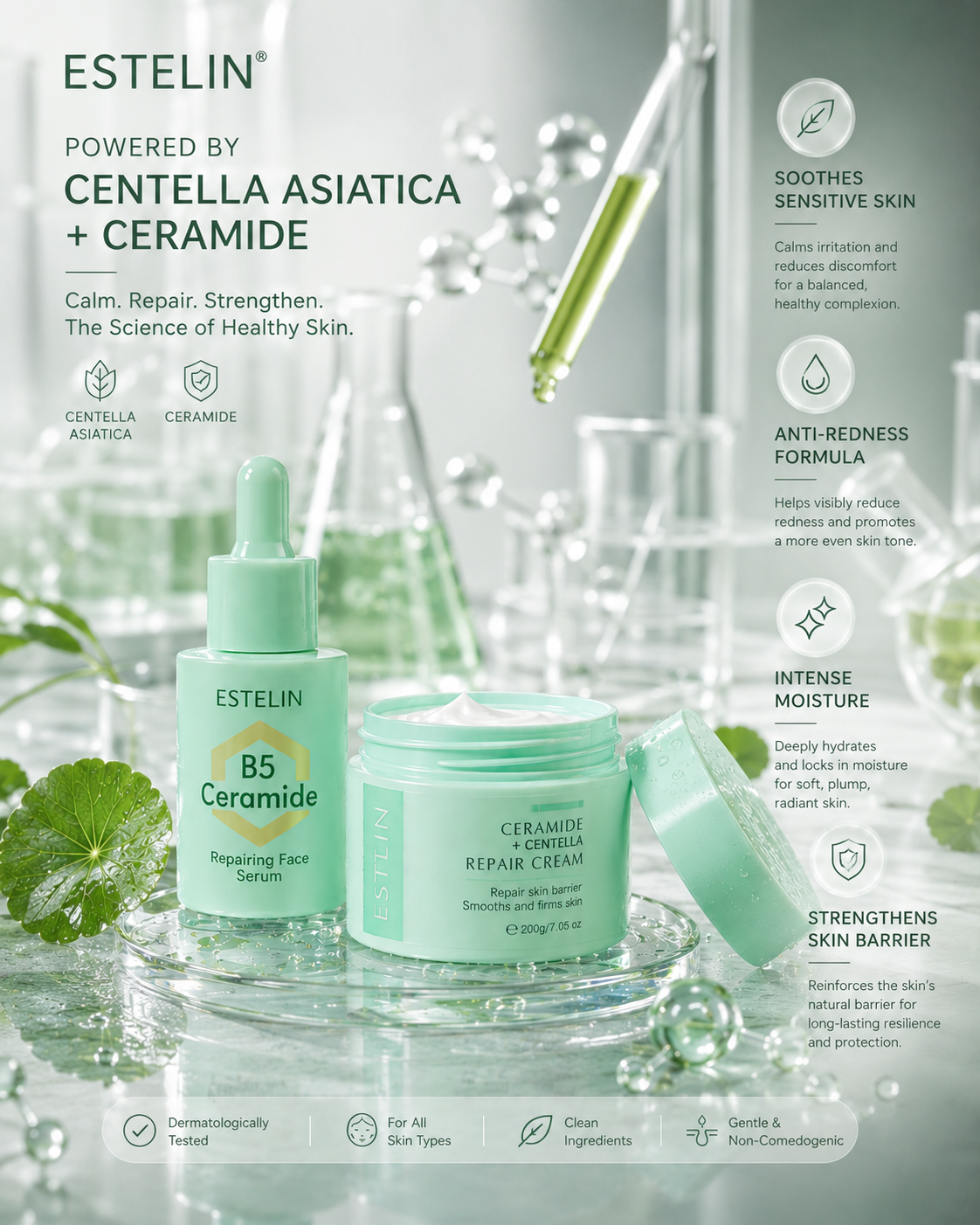 Centella Asiatica + Ceramide Daily  Repair 2 in 1 Combo