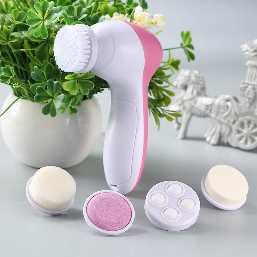 5 in 1 Portable Facial Pore Cleaner with 5 Brush Heads for Acne, Facial Cleansing Brush, Electric Face Massager,for Gentle Exfoliating, Removing Blackhead