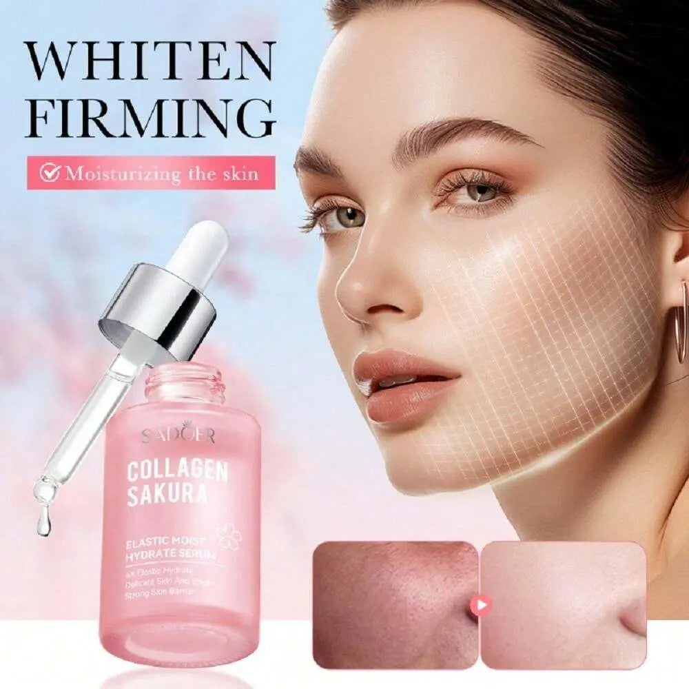 Sakura Collagen Serum Rejuvenating Firming Smoothing Facial Serum for Fine Lines, Dark Spots, Dry Skin Even Skin Tone 100ml