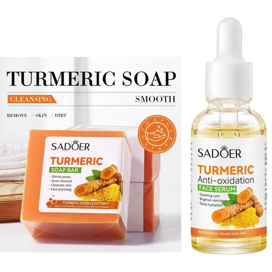Organic Turmeric Face Serum + FREE SOAP COMBO Antioxidant/ Anti-aging /Hydrating/Anti-Acne/Dark Spots Corrector