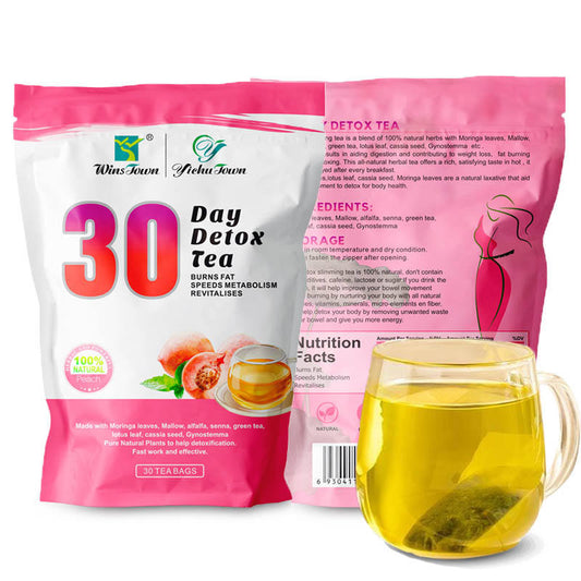 30 Day Detox Tea (Peach Flavour) | Herbal Tea for Detoxification, Belly Fat, and Body Metabolism