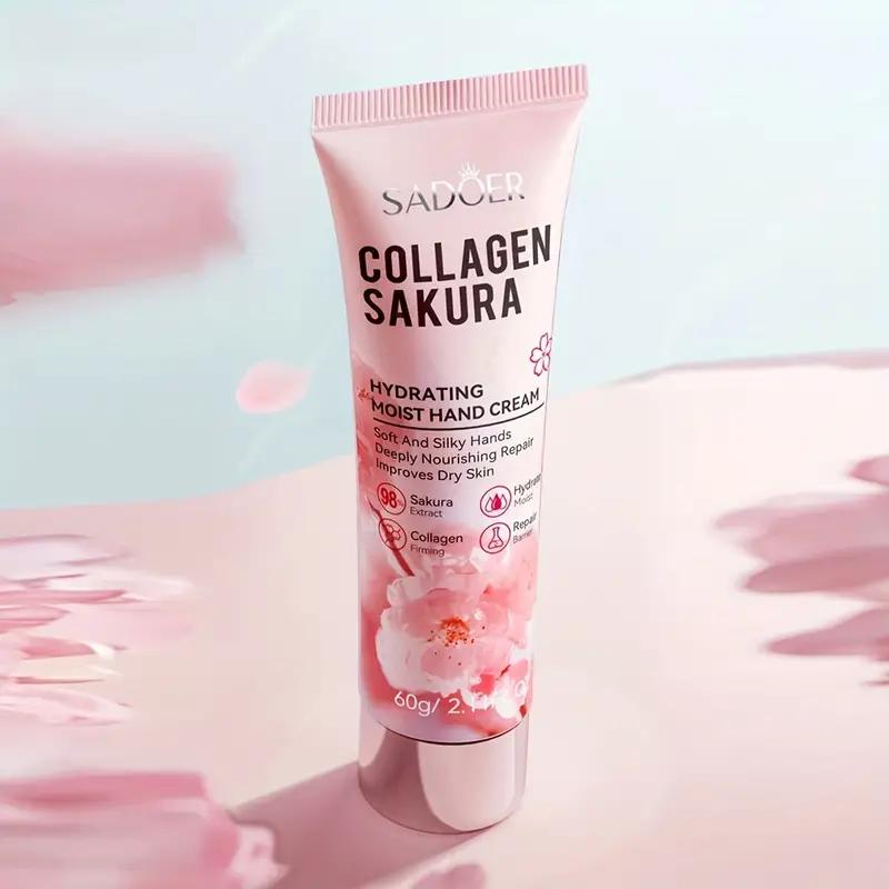 Hydrating Sakura Collagen Hand Cream for Soft-Youthful Skin, Deeply Nourishing And Moisturizing, Cherry Blossom Extract