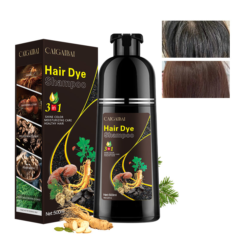 3-in-1 Black Hair Dye Shampoo for Gray Coverage – Natural Herbal Hair Color Shampoo for Men & Women 500ML