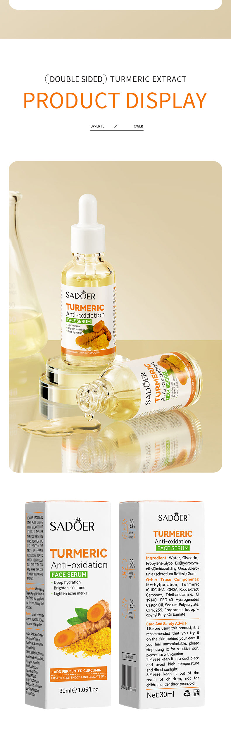 Organic Turmeric Face Serum + FREE SOAP COMBO Antioxidant/ Anti-aging /Hydrating/Anti-Acne/Dark Spots Corrector