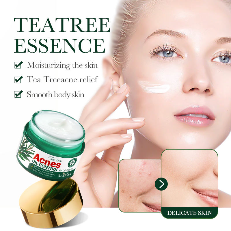 100% Organic Tea Tree Oil Acne Control Face Cream for Smooth Skin Care