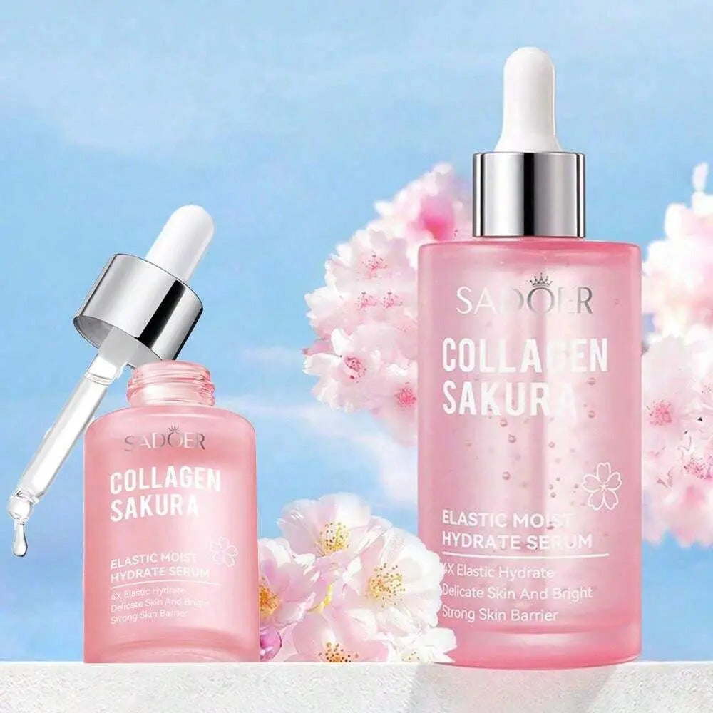 Sakura Collagen Serum Rejuvenating Firming Smoothing Facial Serum for Fine Lines, Dark Spots, Dry Skin Even Skin Tone 100ml