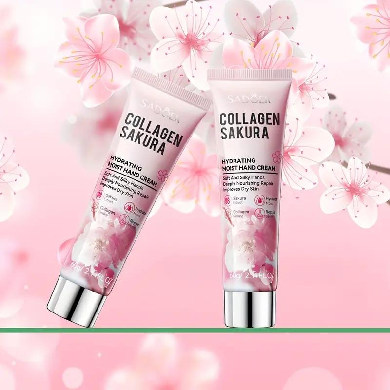 Hydrating Sakura Collagen Hand Cream for Soft-Youthful Skin, Deeply Nourishing And Moisturizing, Cherry Blossom Extract