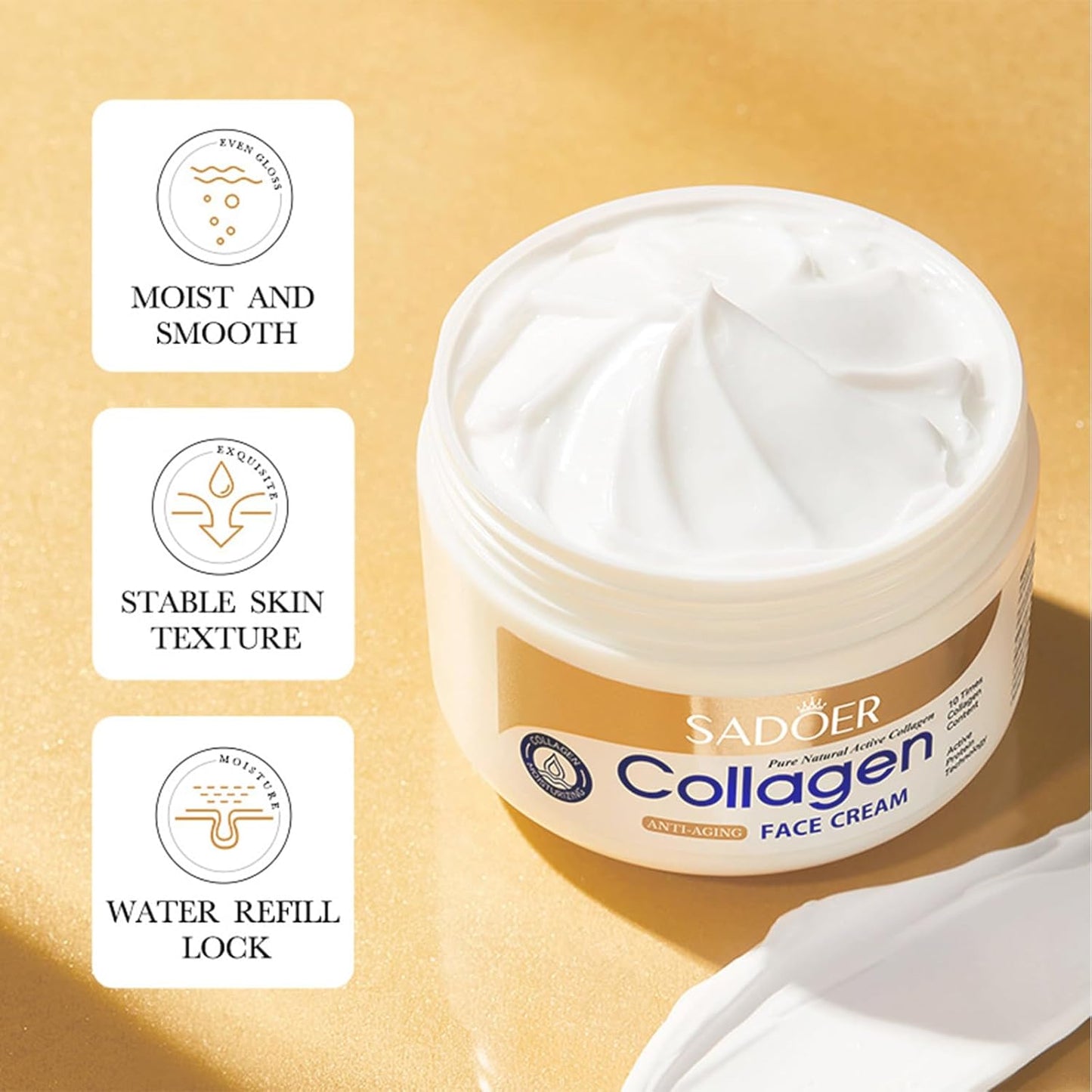 Collagen Face Cream, Collagen Facial Moisturizer, Collagen Firming Cream for Face, Reduce Fine Lines, Anti-Aging and Anti-Wrinkle, Moisturizing & Smooth,