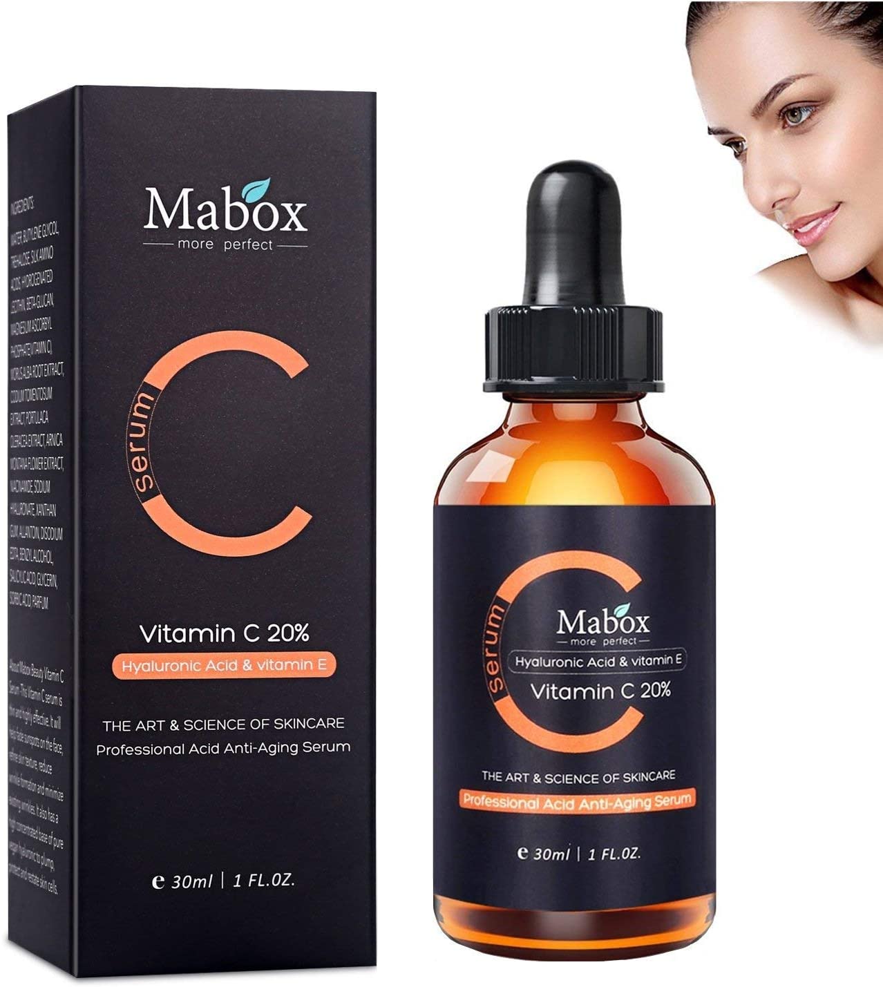 Mabox Vitamin C Serum with Organic Hyaluronic Acid and Vitamin E