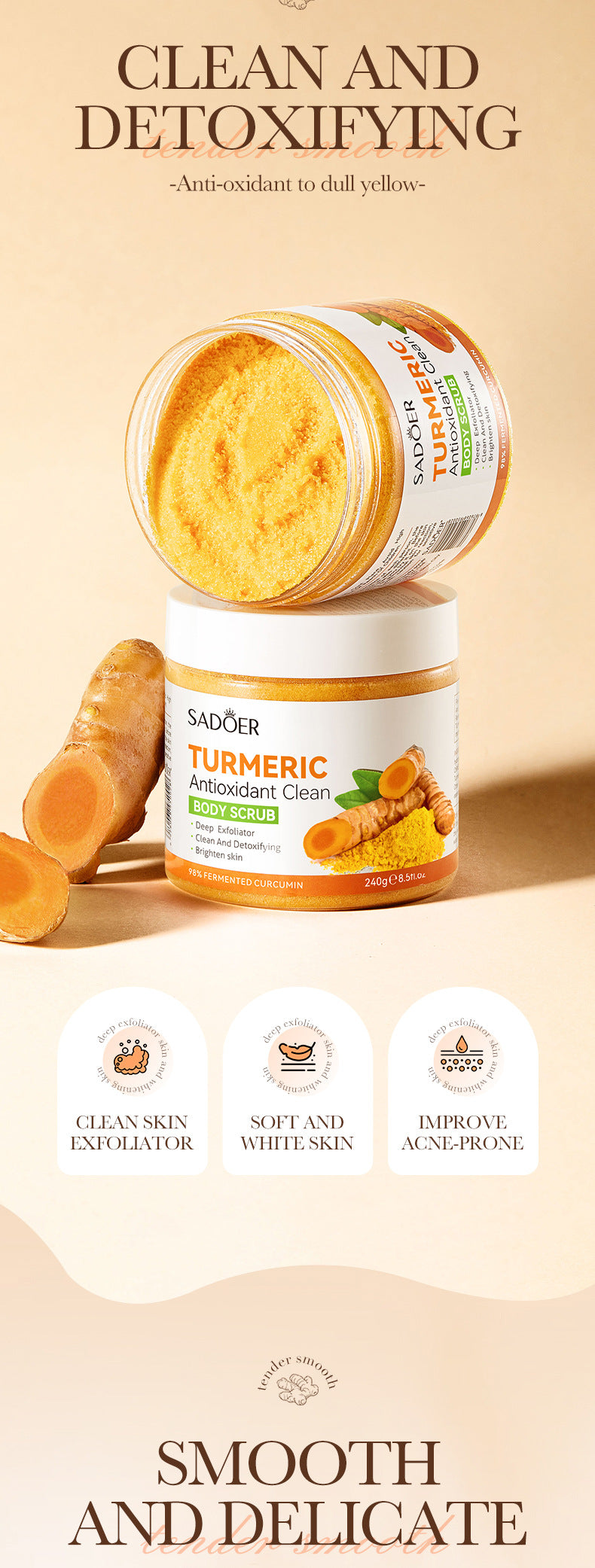 Organic Turmeric Antioxidant Exfoliating Anti Wrinkle Scrub