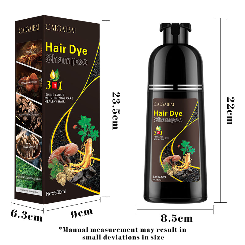 3-in-1 Black Hair Dye Shampoo for Gray Coverage – Natural Herbal Hair Color Shampoo for Men & Women 500ML