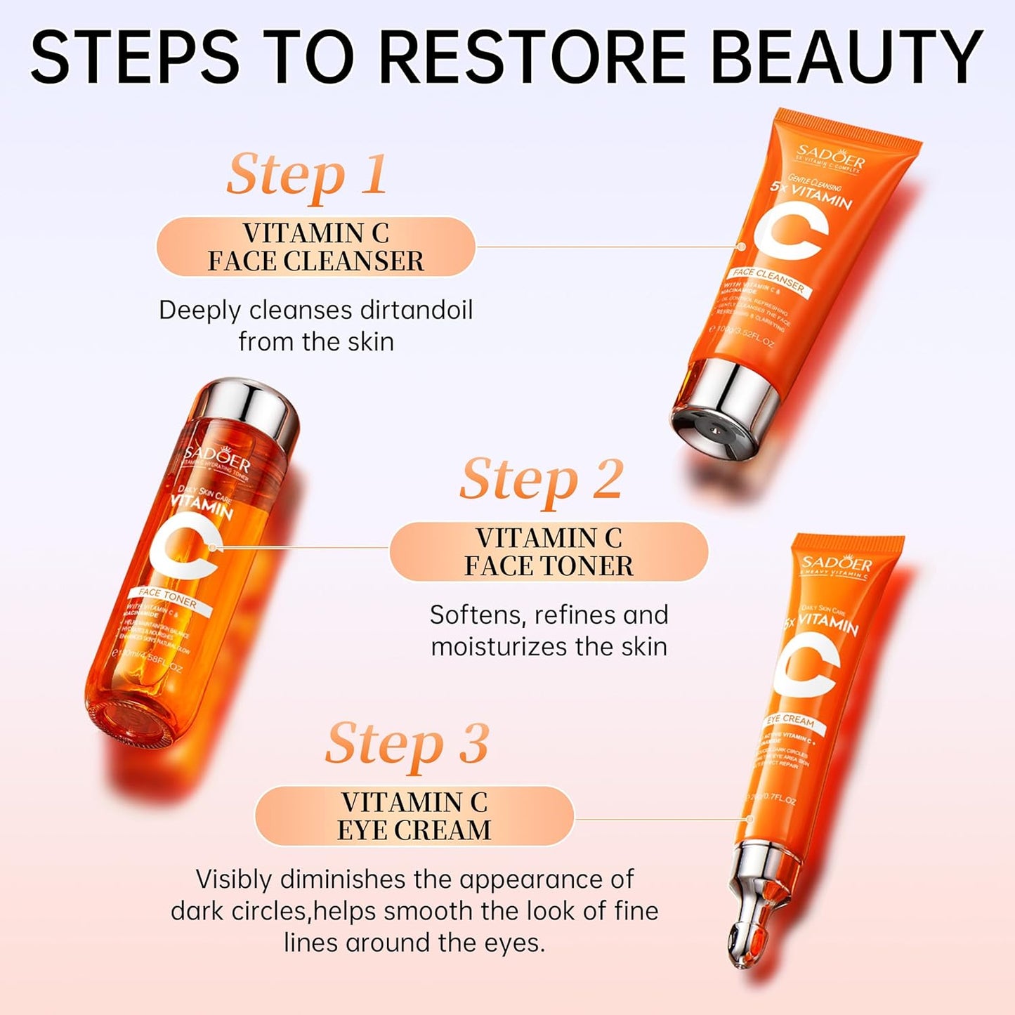 5X VITAMIC C Face Skincare Set – 6 in 1 Complete Anti-Aging Kit