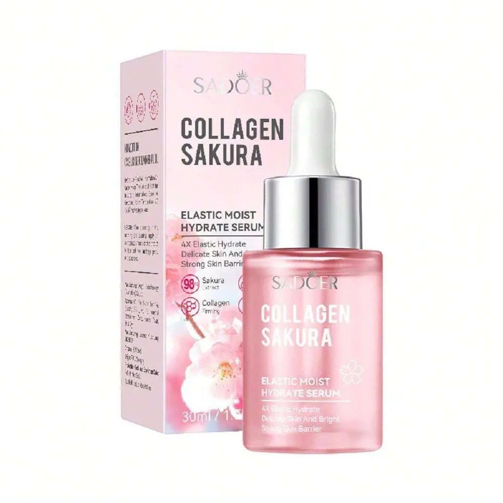 Sakura Collagen Serum Rejuvenating Firming Smoothing Facial Serum for Fine Lines, Dark Spots, Dry Skin Even Skin Tone 100ml