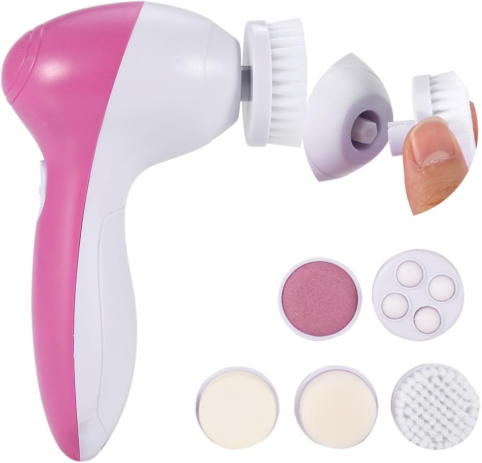 5 in 1 Portable Facial Pore Cleaner with 5 Brush Heads for Acne, Facial Cleansing Brush, Electric Face Massager,for Gentle Exfoliating, Removing Blackhead
