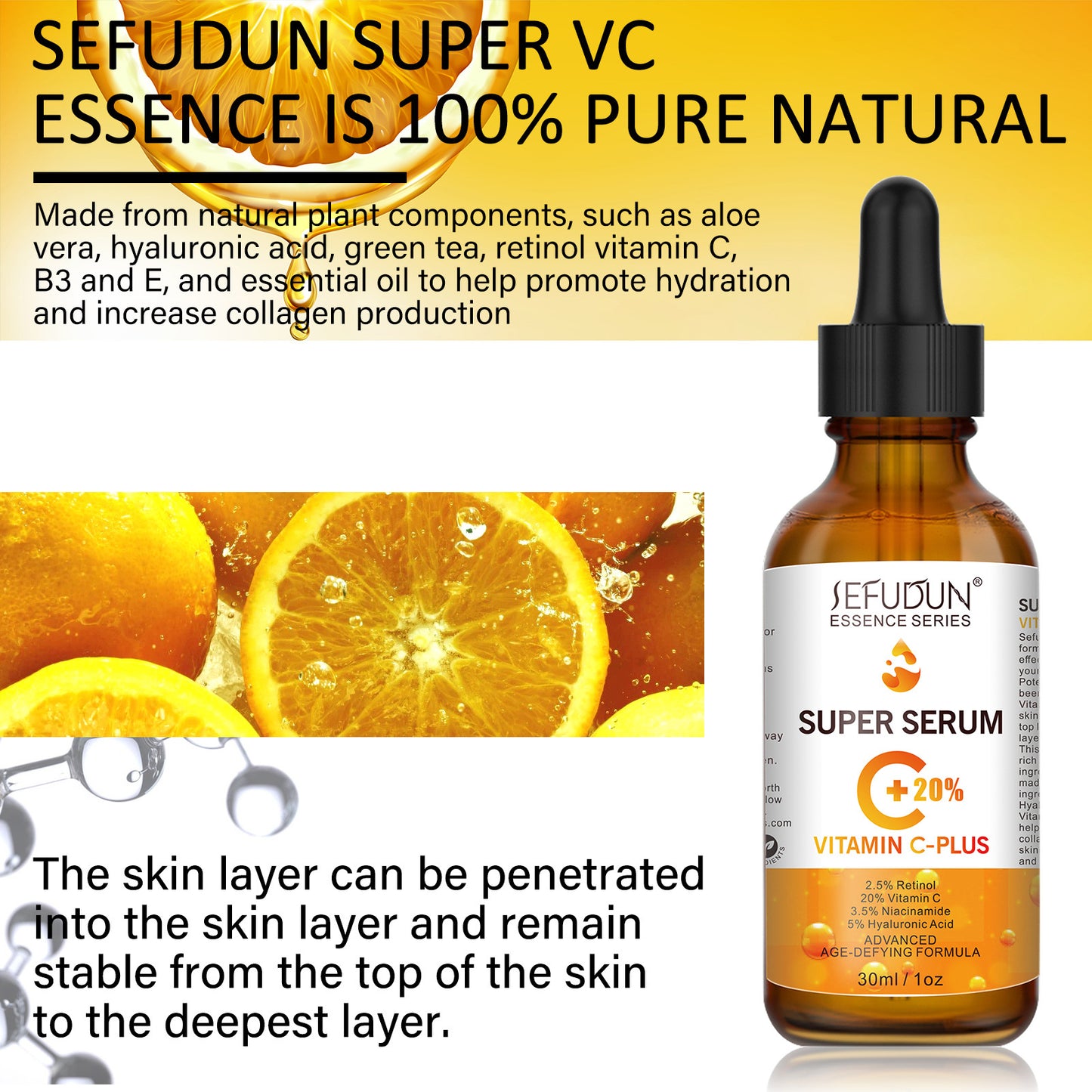 Super Vitamin C Face Serum with Niacinamide, Hyaluronic Acid, Anti Aging Serum