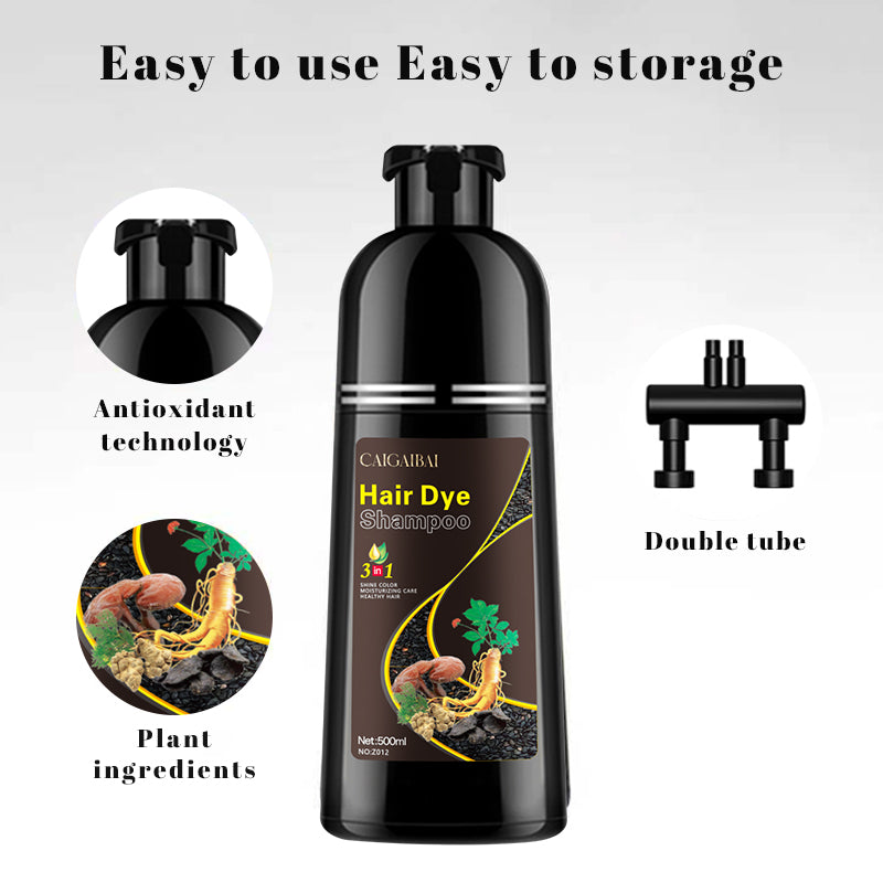 3-in-1 Black Hair Dye Shampoo for Gray Coverage – Natural Herbal Hair Color Shampoo for Men & Women 500ML