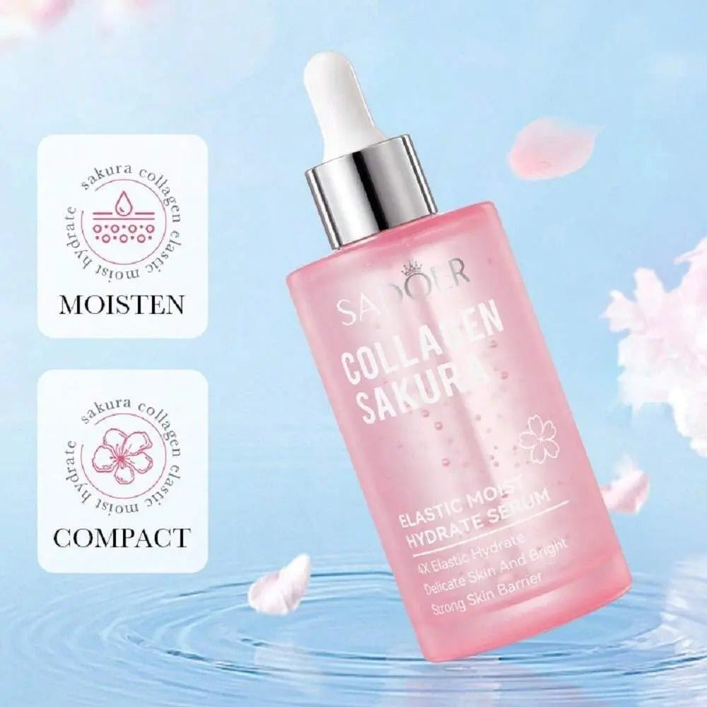 Sakura Collagen Serum Rejuvenating Firming Smoothing Facial Serum for Fine Lines, Dark Spots, Dry Skin Even Skin Tone 100ml