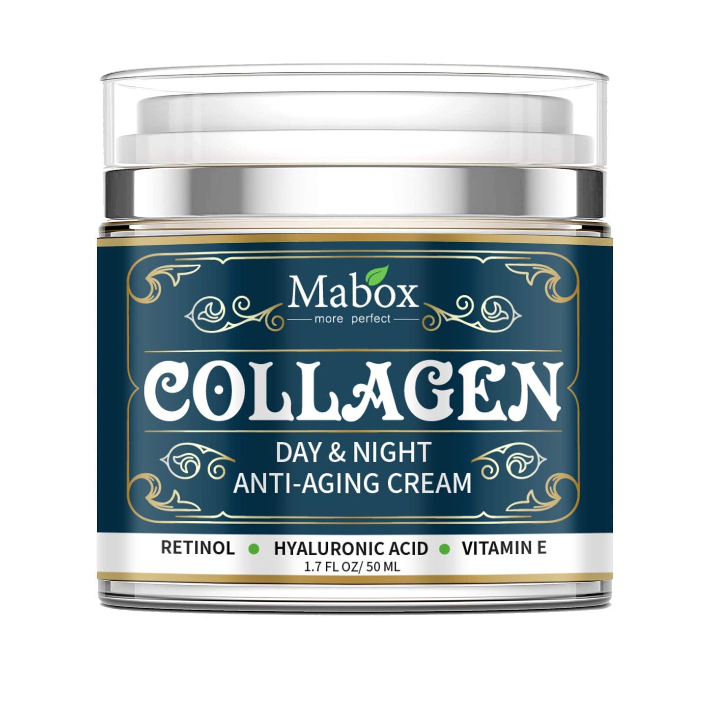 Mabox Collagen Cream - Anti Aging Face Moisturizer - Skin Care Cream for Face and Body with Retinol,Hyaluronic Acid, Coconut Oil and Jojoba Oil - Best Day and Night Cream(1.7 Fl. Oz)