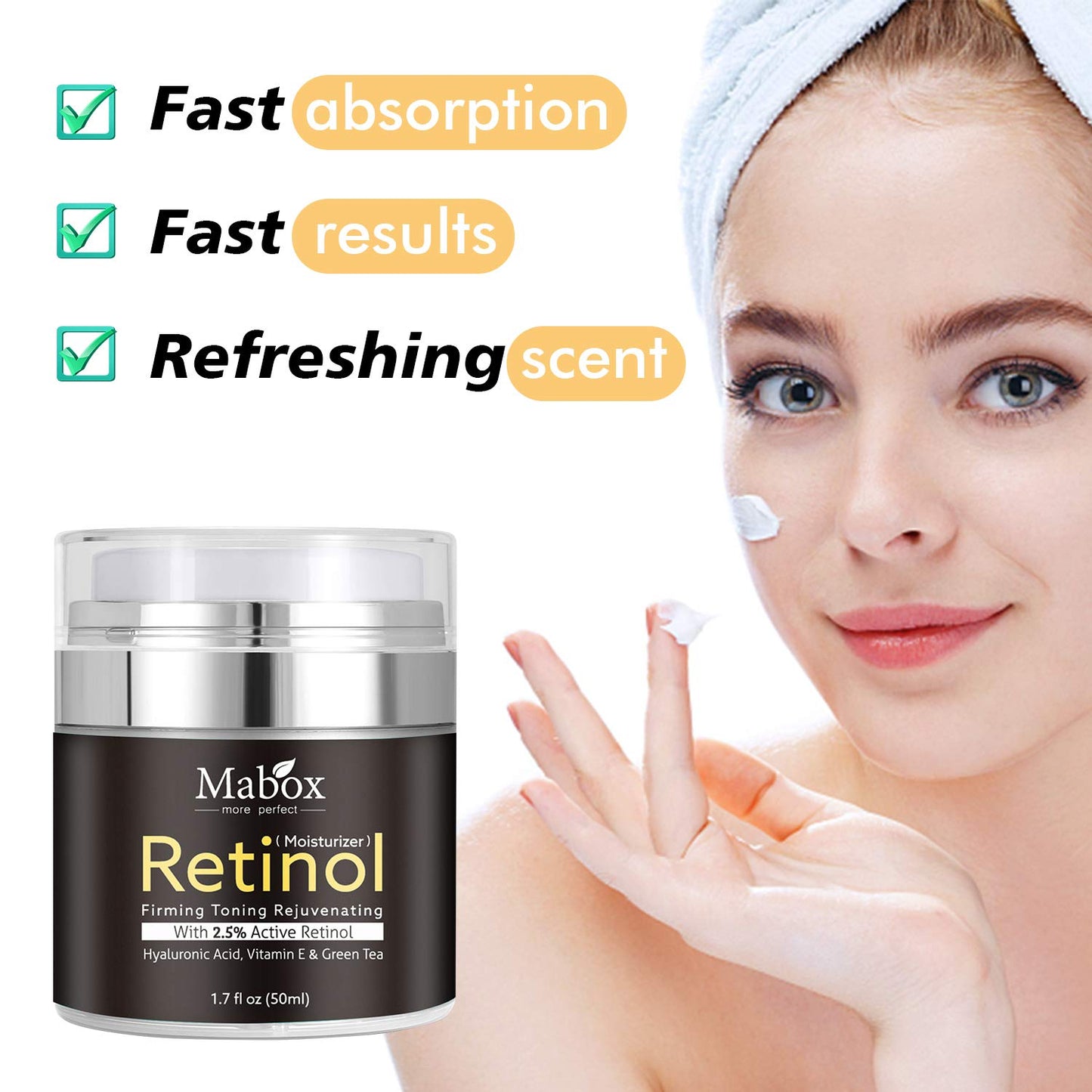 MaBox Retinol Moisturizer with Hyaluronic acid  Green Tea, Shea Butter, and Glycerin - Face Cream for All Skin Types" (Copy) (Copy)