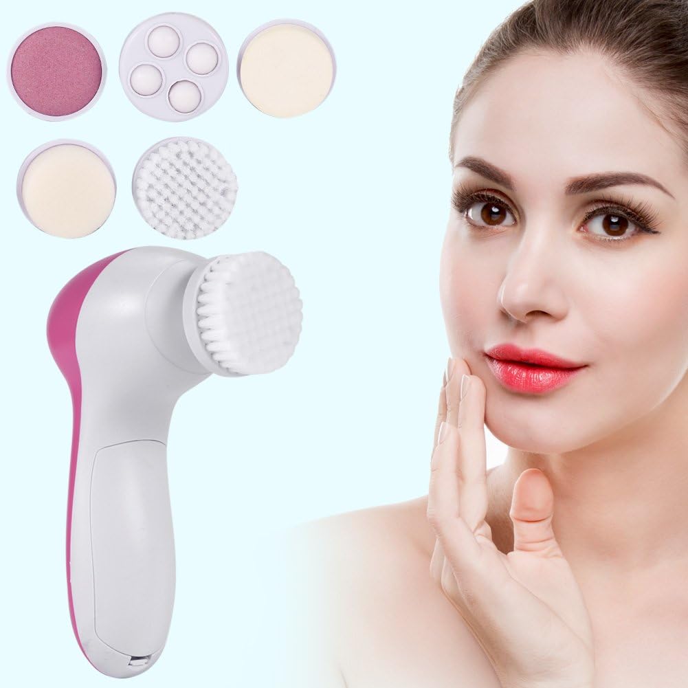 5 in 1 Portable Facial Pore Cleaner with 5 Brush Heads for Acne, Facial Cleansing Brush, Electric Face Massager,for Gentle Exfoliating, Removing Blackhead
