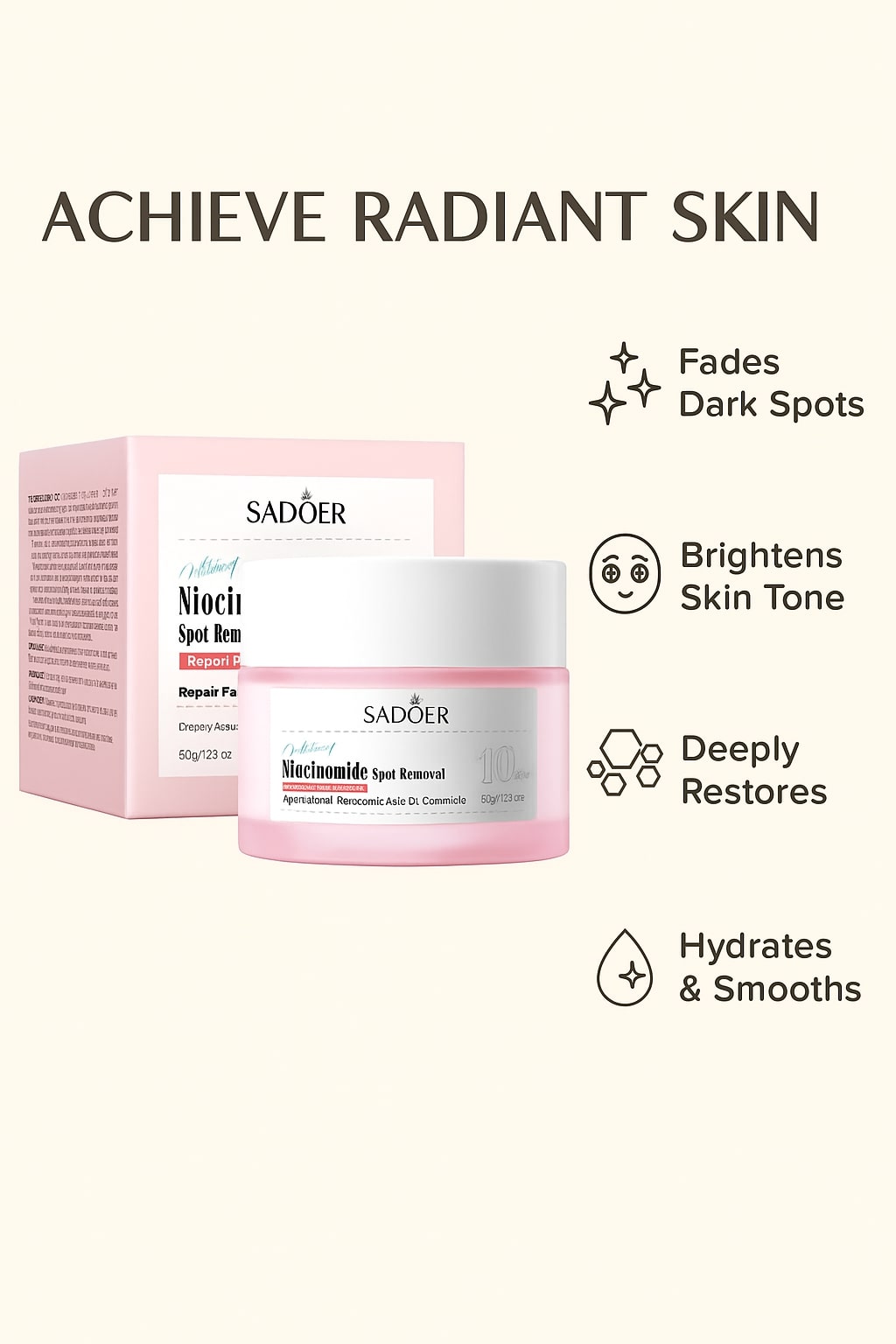 Niacinamide Spot Removal Face Cream with Tranexamic Acid, 5X Ceramides, and Alpha Arbutin