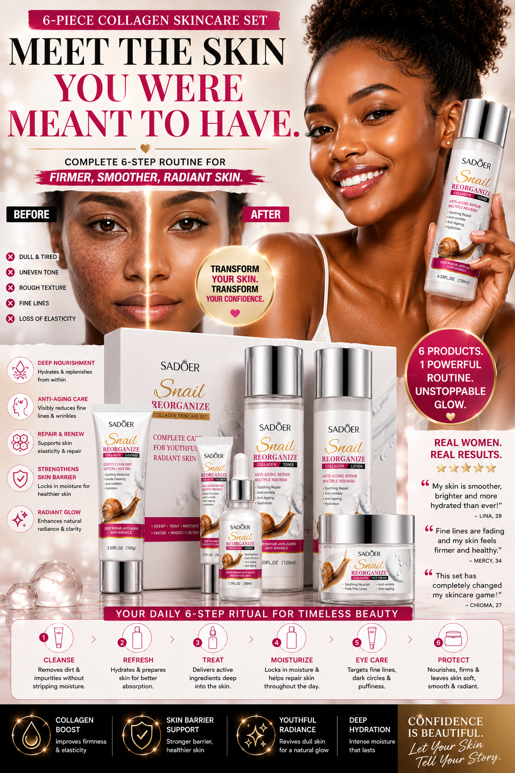 6-Piece Snail Collagen Set  - Complete Anti-Aging Routine