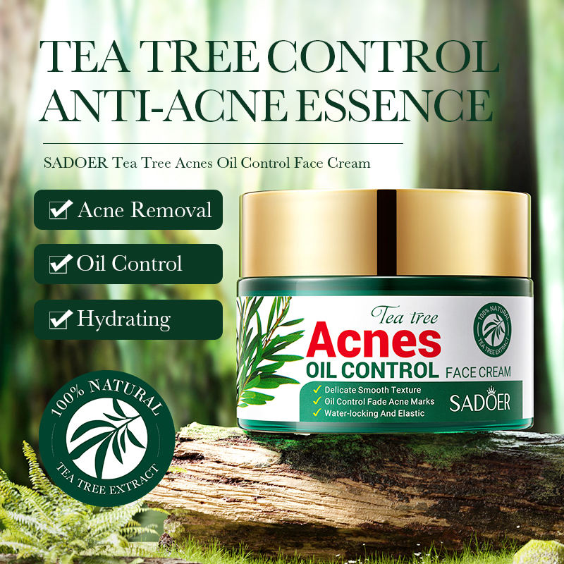 100% Organic Tea Tree Oil Acne Control Face Cream for Smooth Skin Care