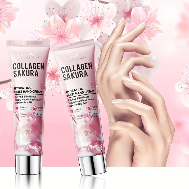 Hydrating Sakura Collagen Hand Cream for Soft-Youthful Skin, Deeply Nourishing And Moisturizing, Cherry Blossom Extract