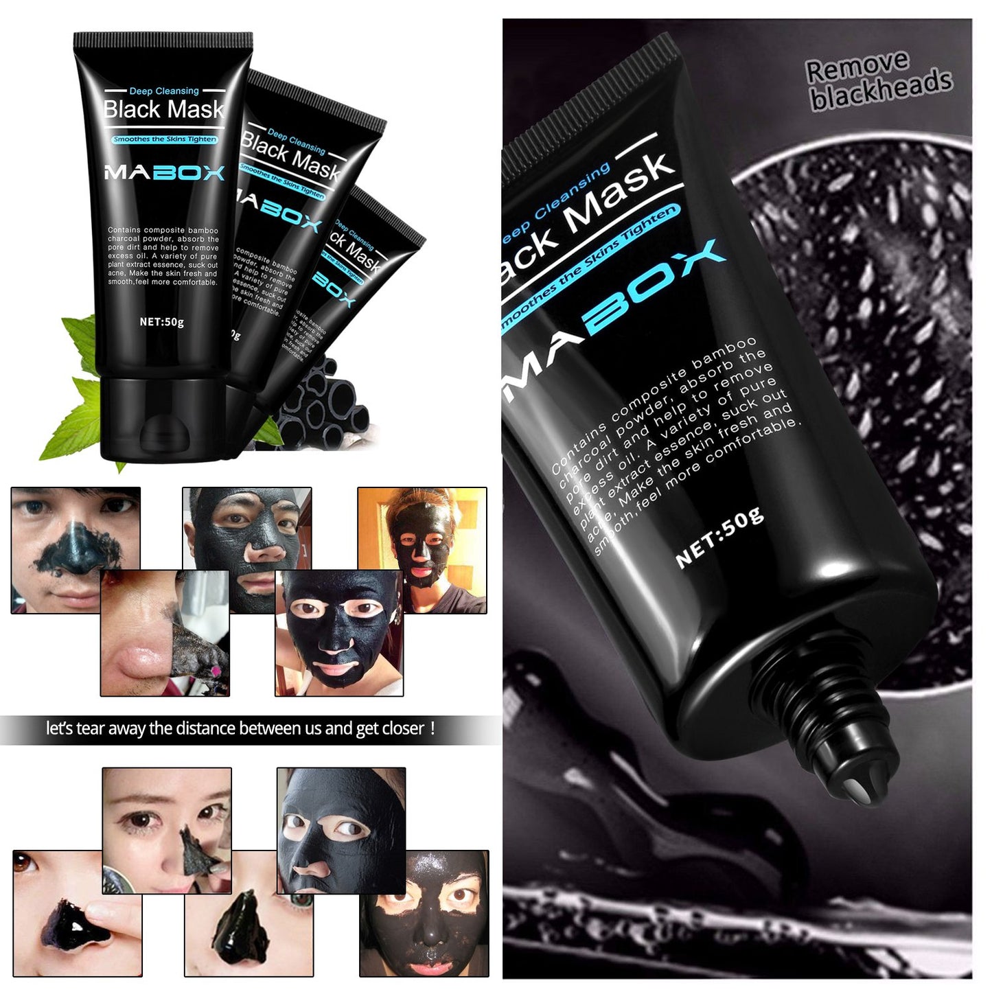 3 in 1Mabox Acne Pack-Vitamin C Serum, Black Mask And Retinol Cream